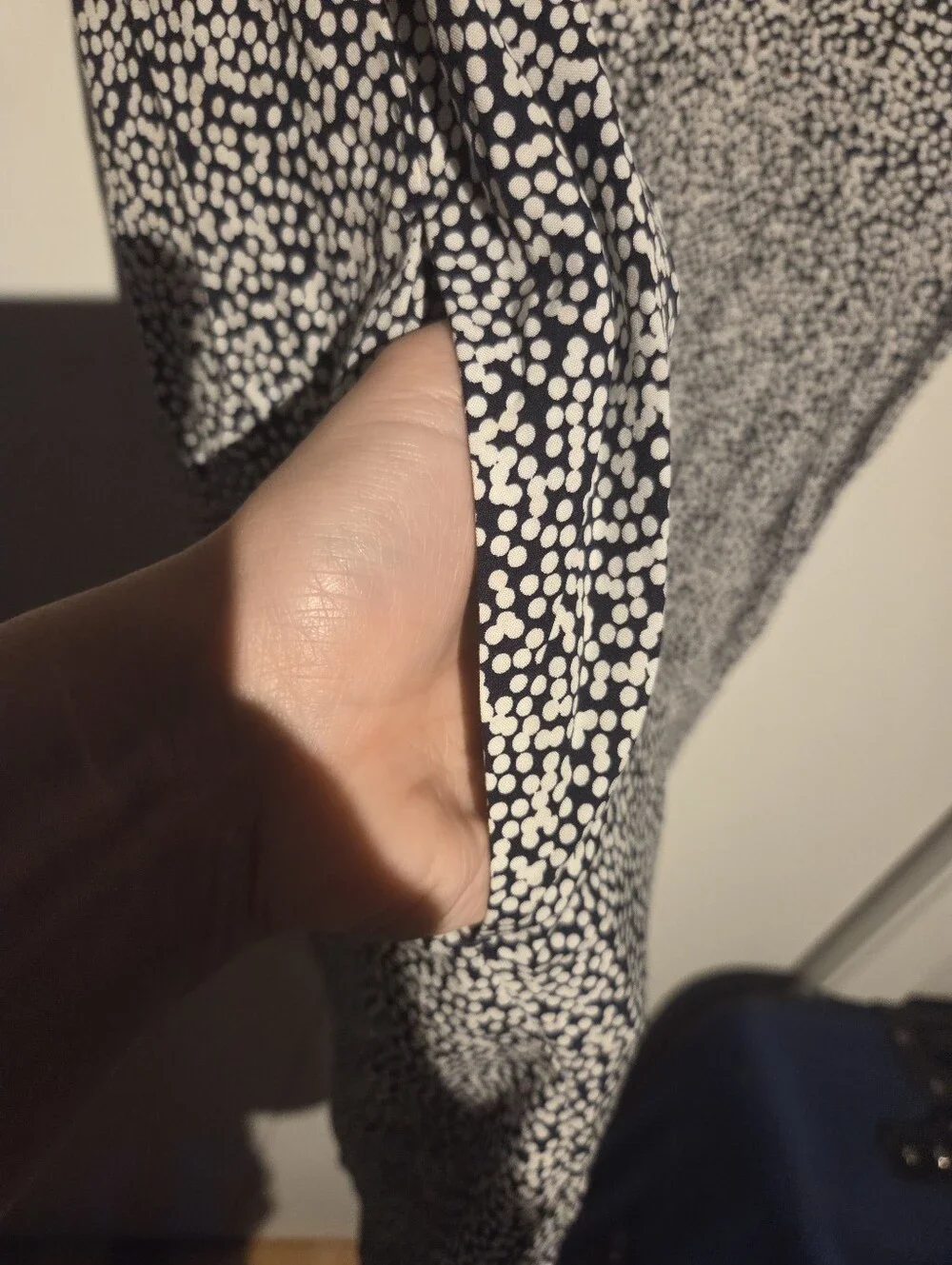 GAP Black and White Dot-Print V-Neck Tunic Dress